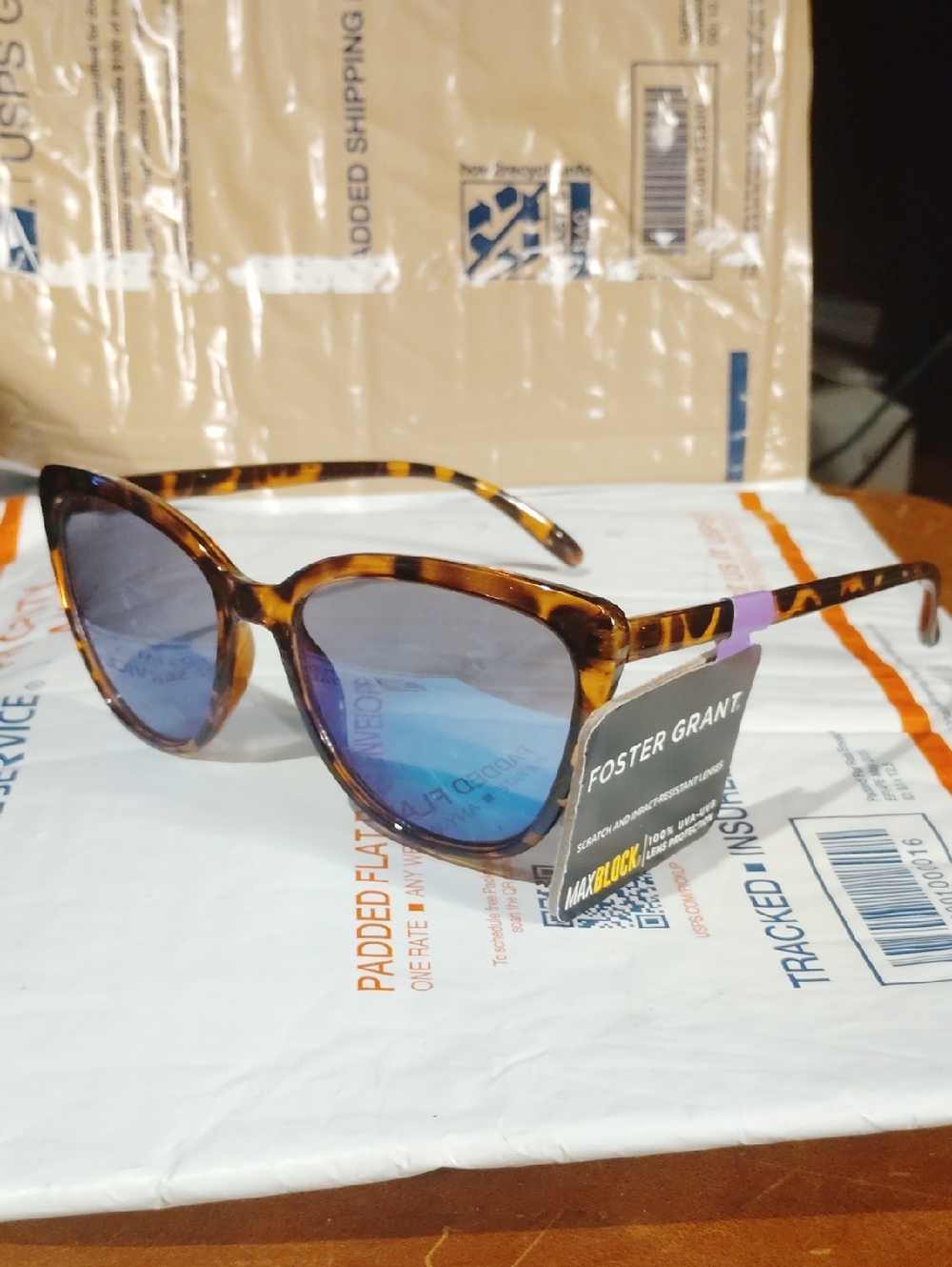 Foster Grant Tortoiseshell Sunglasses with Blue Lenses